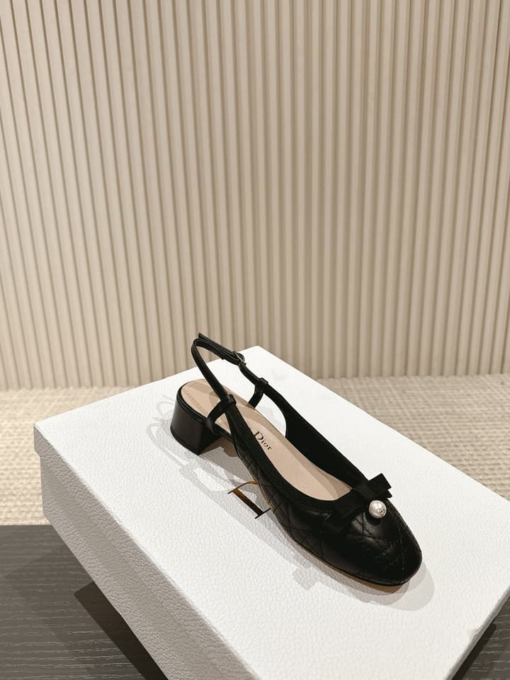 Dior D-Ramour Embroidered Cannage Ballet Flats – 2024 Spring/Summer Collection in Black Leather