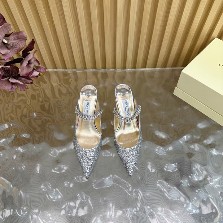 Jimmy Choo Sequined Evening Heels – 2025SS in Black Glitter