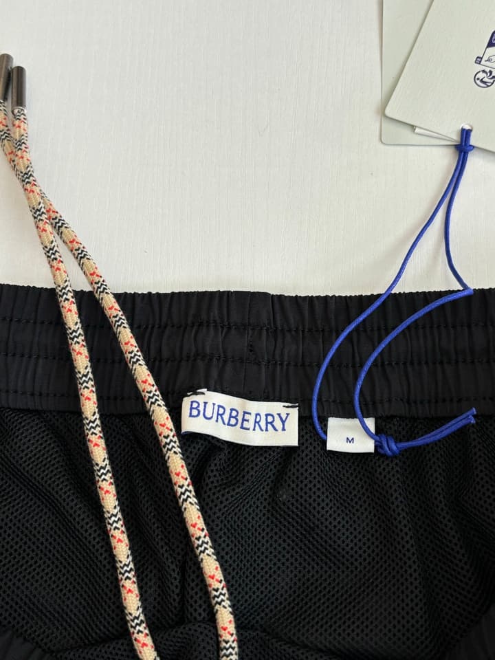 Burberry Nylon Side Check Drawstring Shorts in Black