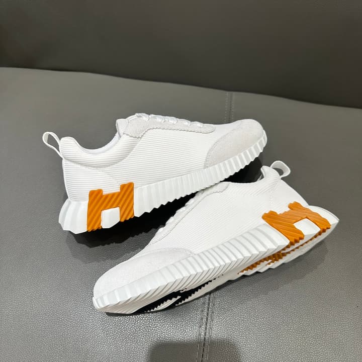 Hermès Bouncing Tech Mesh Sneakers in Black And White