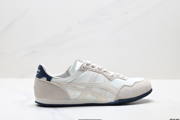 Onitsuka Tiger Serrano Nylon Retro Sneakers in Blue With White Stripes