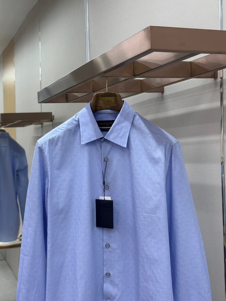 Louis Vuitton Jacquard Long-Sleeve Shirt in Light Blue Jacquard