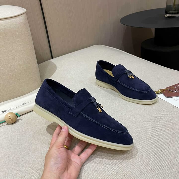 Loro Piana Summer Charms Walk Moccasin Loafers in Bright Orange Leather