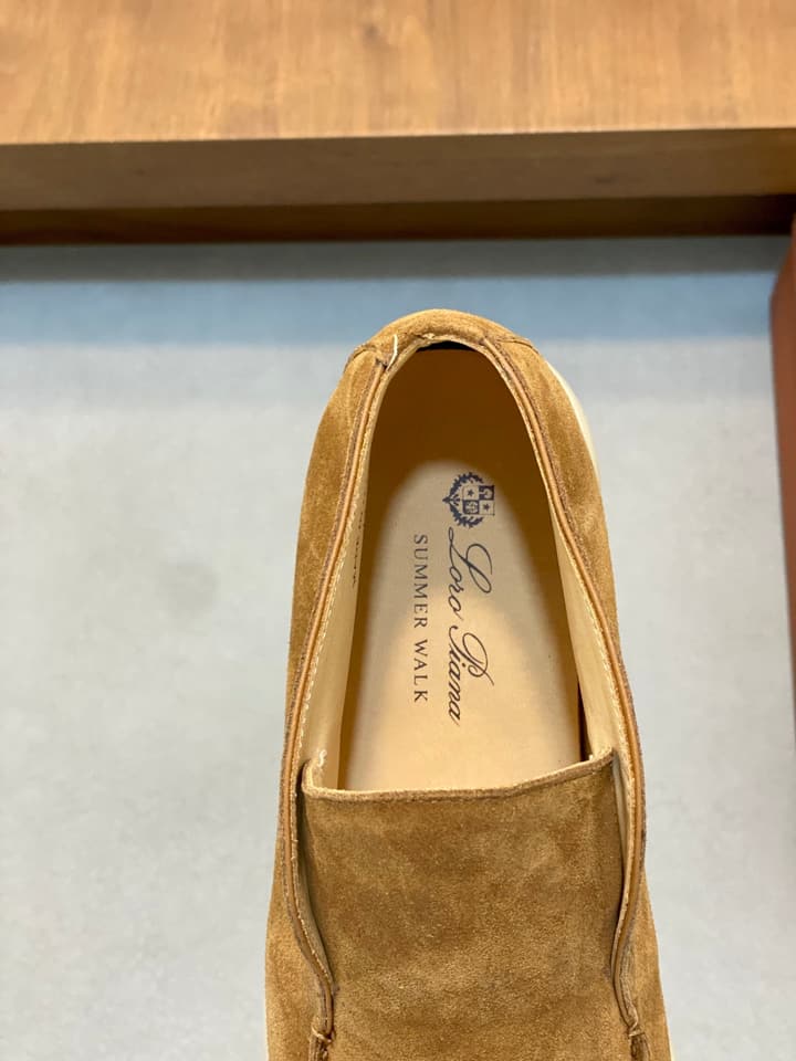 Loro Piana Suede Leather Slip-On Loafers in Camel Tan Suede