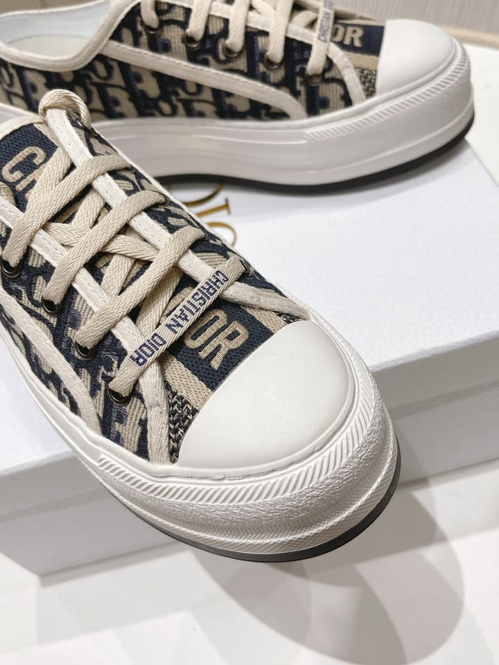 Dior Walk'n'Dior Oblique Embroidered Platform Sneakers in Dark Oblique