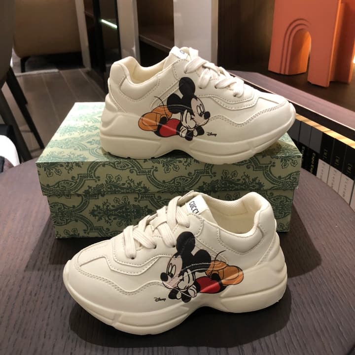 Gucci Children's Dad Sneakers – Kids Collection in Cream With Cartoon Graphic