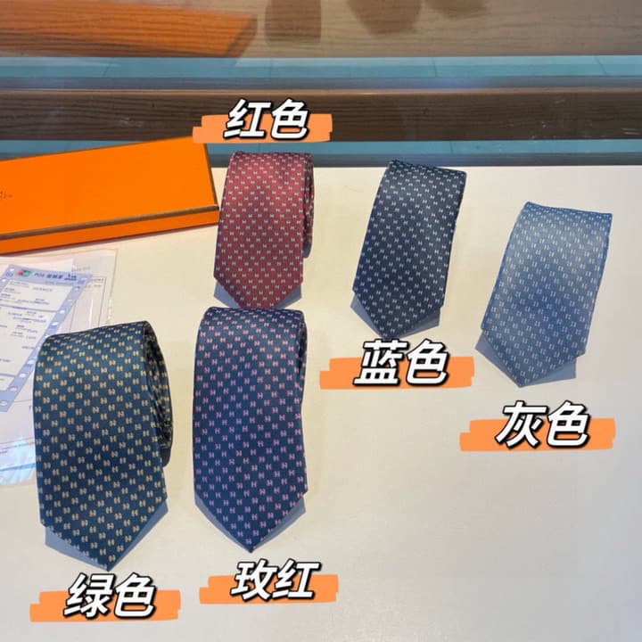 Hermès H-Letter Men's Silk Tie Series in Burgundy Microdot