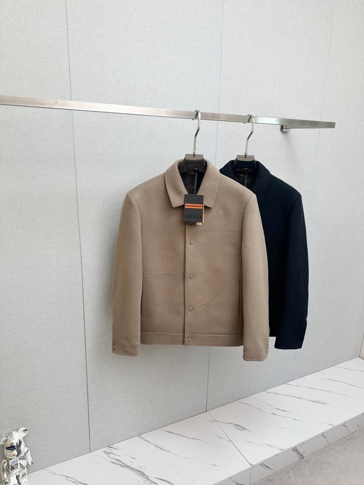 Zegna Italian Luxury Wool Coat in Camel Beige