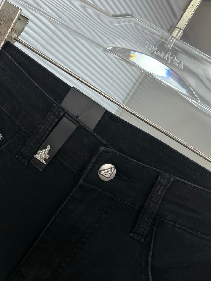 Prada Men's Washed Denim Jeans – 2025 Collection in Solid Black
