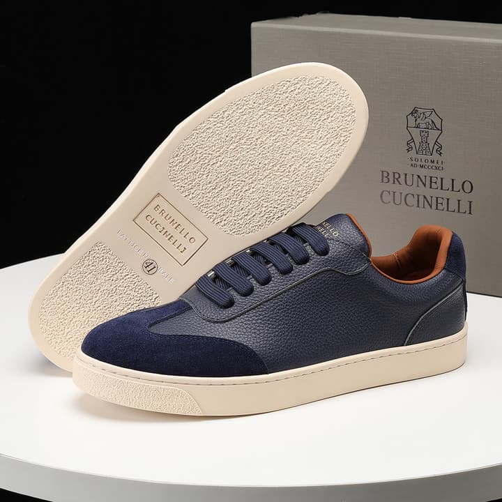 Brunello Cucinelli Men's Colorblock Driving Shoes – New Collection in Black Leather And Suede