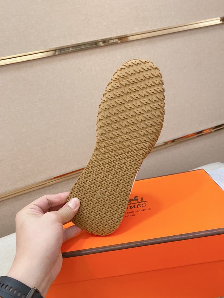 Hermès Suede and Goatskin H Detail Sneakers
