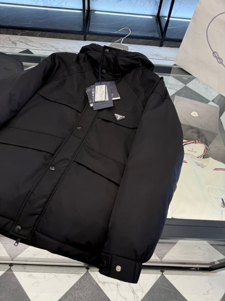 Prada Re-Nylon Classic Down Jacket in Black Re-nylon Down Jacket