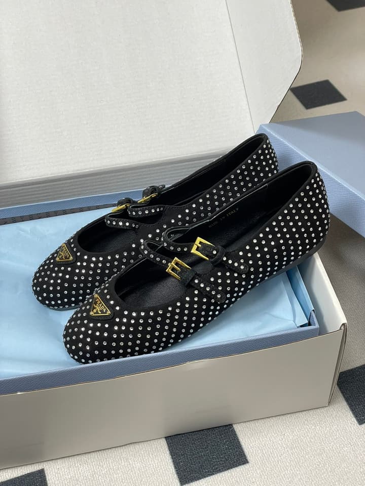 Prada Rhinestone Mary Jane Ballet Flats – 25SS Collection