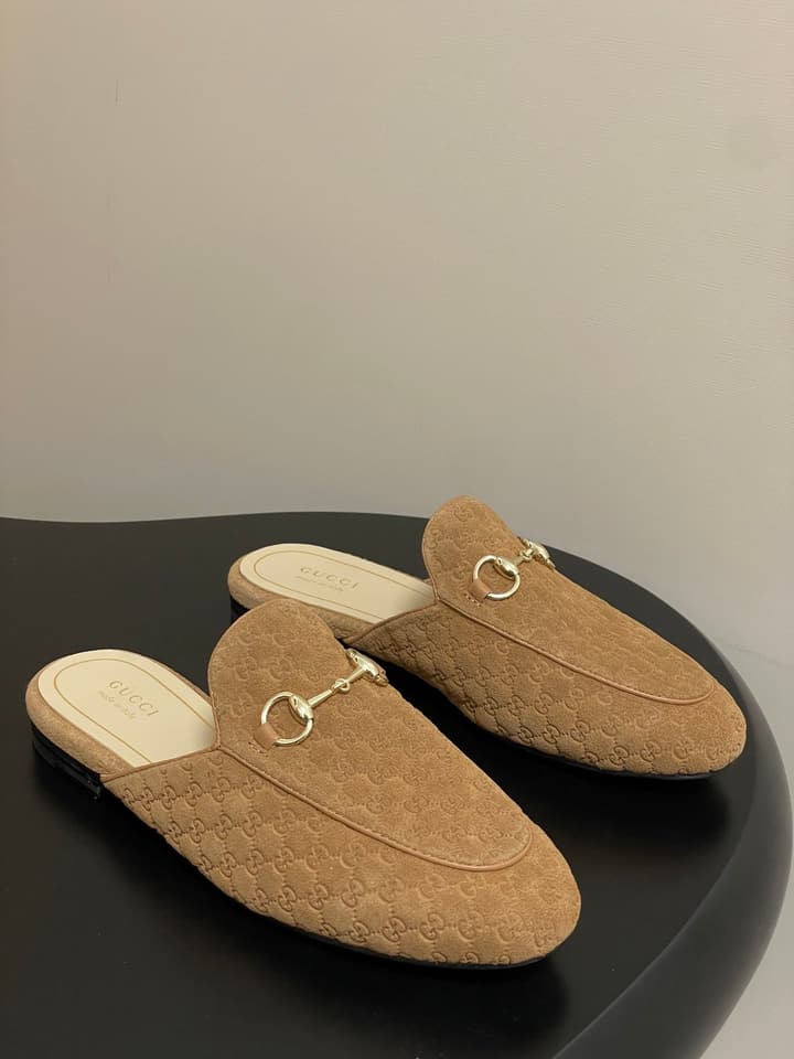 Gucci Princetown Double G Suede Mules – 2025 Fall Collection in Black Suede With Silver Hardware
