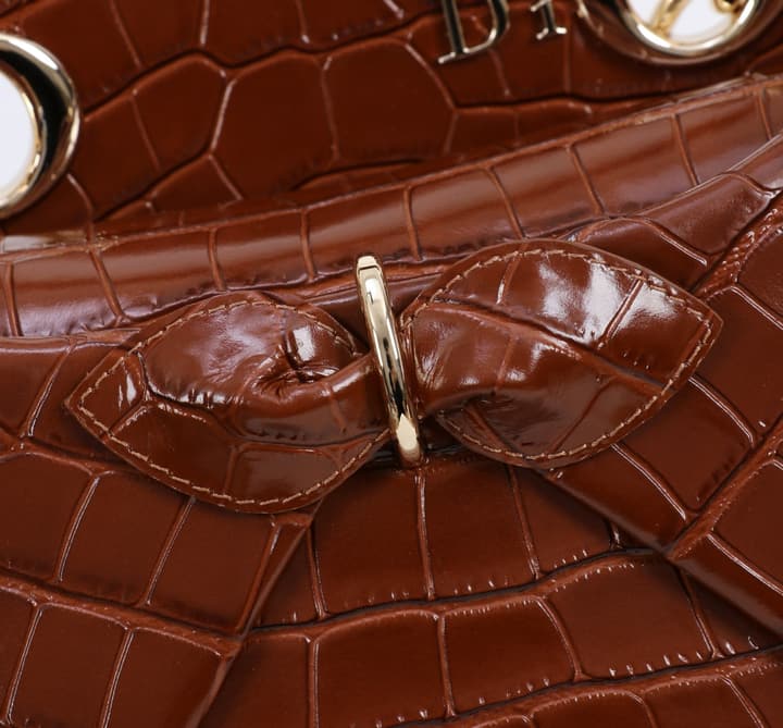 Dior Crocodile Embossed Bow Top Handle Bag – 2026SS in Black Crocodile Embossed
