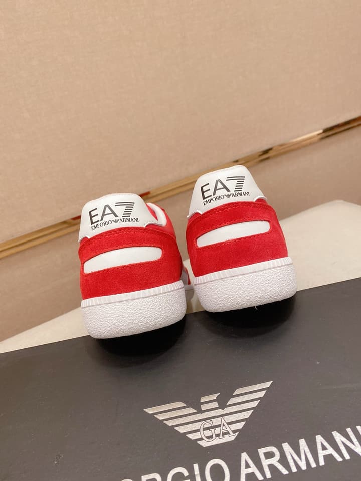 Armani Italian Leather Luxury Sneakers – New Collection in Bright Red