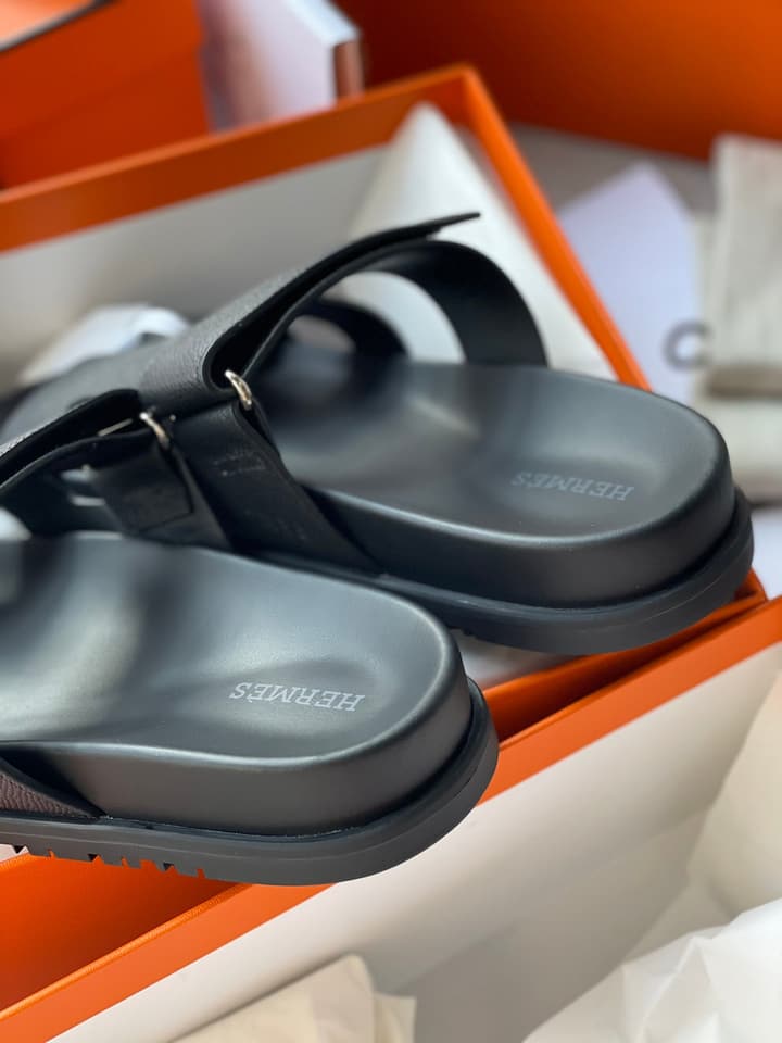 Hermès Chypre Unisex Slides in Beige