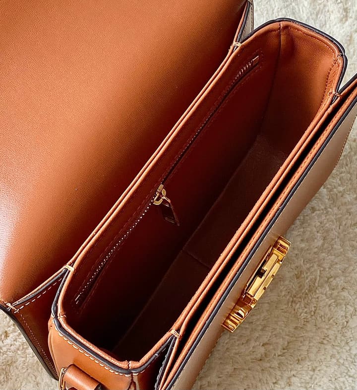Celine Triomphe Box Calfskin Bag in Burnt Orange