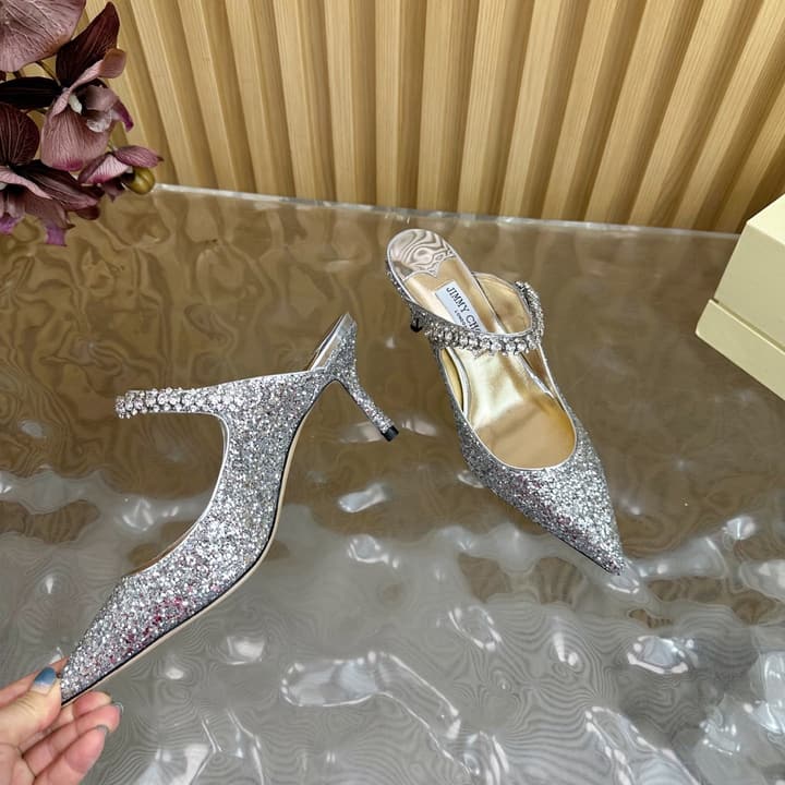Jimmy Choo Sequined Evening Heels – 2025SS in Black Glitter