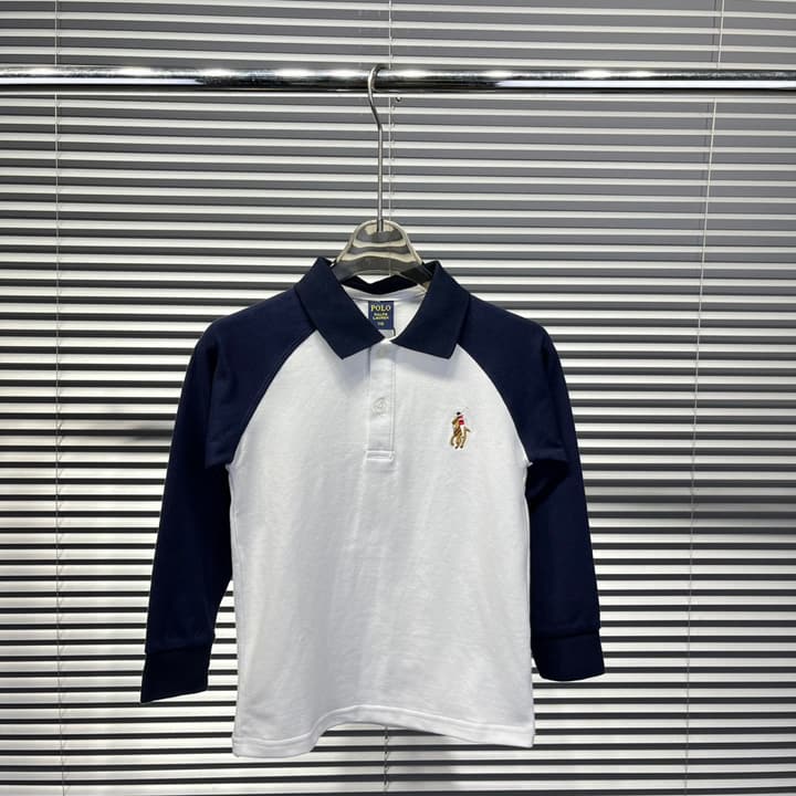 Ralph Lauren Color-block Long Sleeve Polo Shirt – Autumn Collection – Kids Collection in Lavender And Pink Color Block