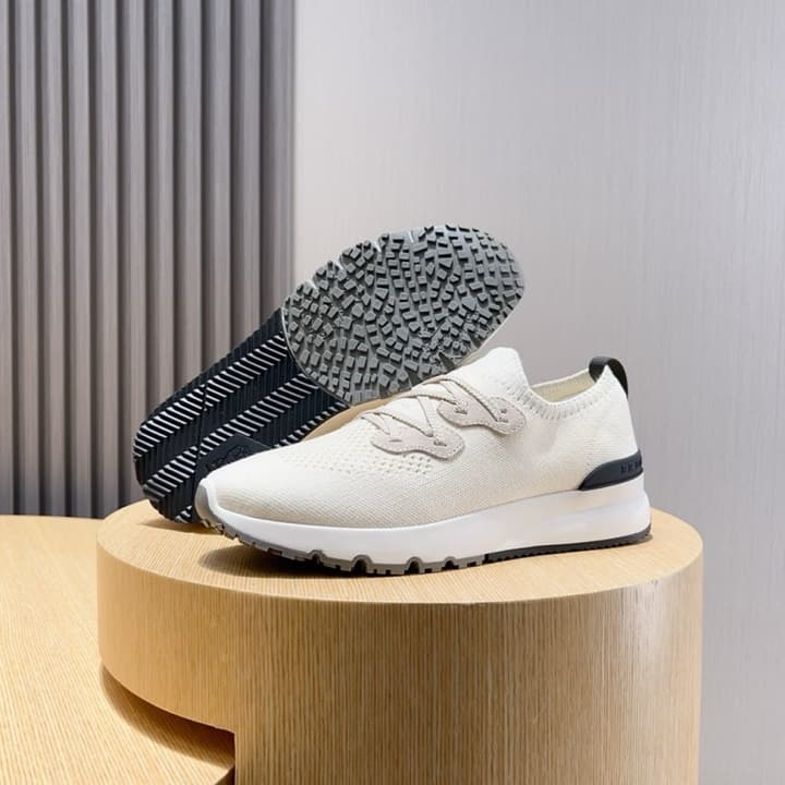Brunello Cucinelli Men's Flyknit Sneakers – New Collection in Black Smooth