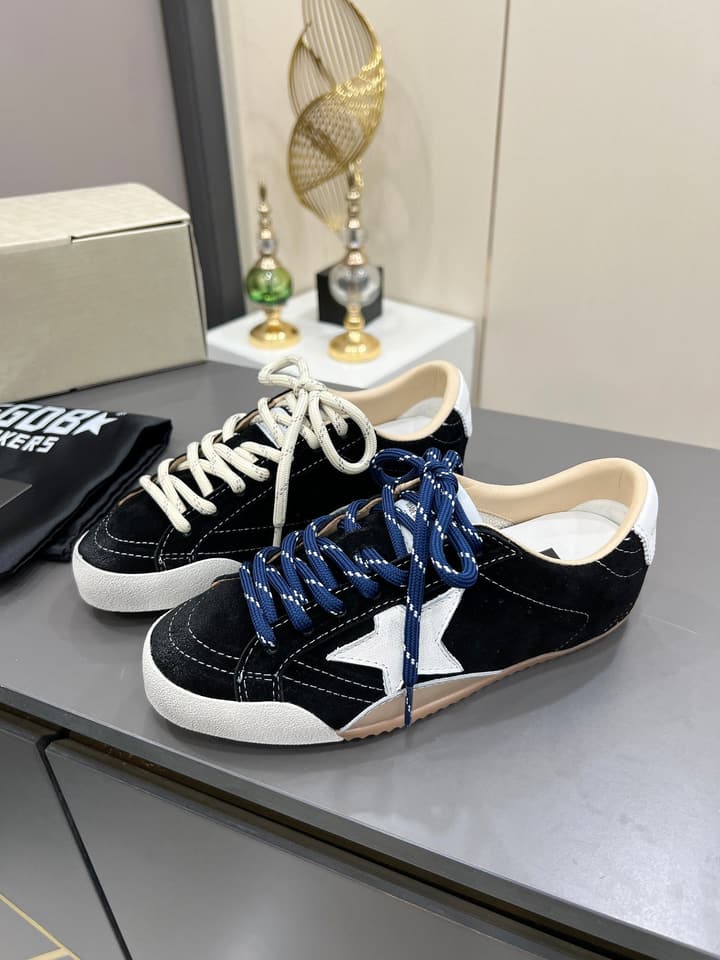 Golden Goose GGDB Star Distressed Sneakers in Black Suede