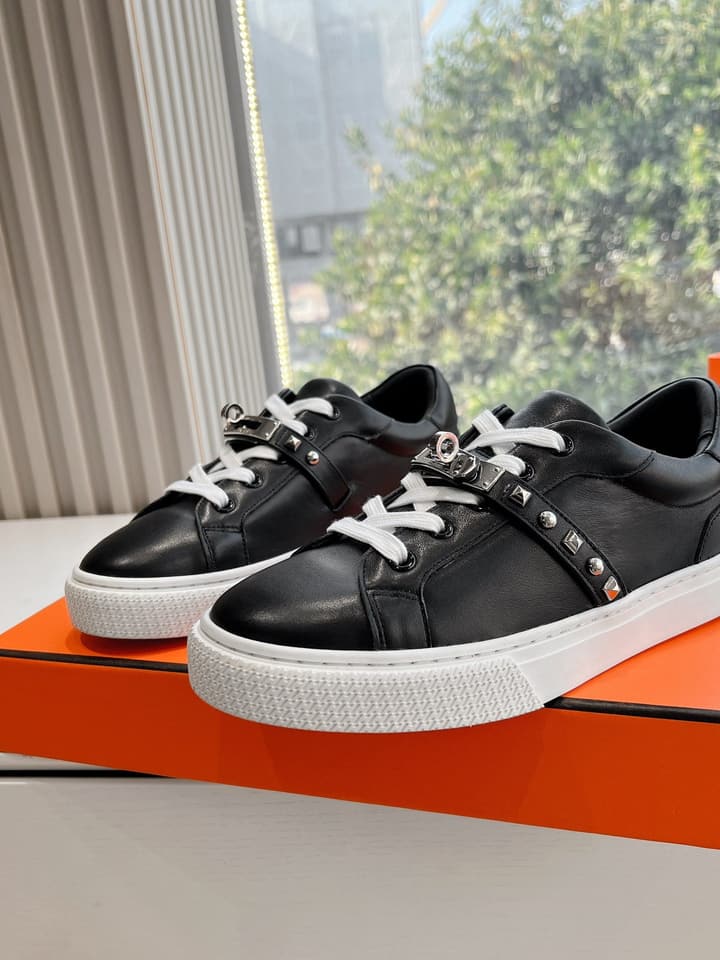 Hermès Bouncing Men's Sneakers in Black Leather