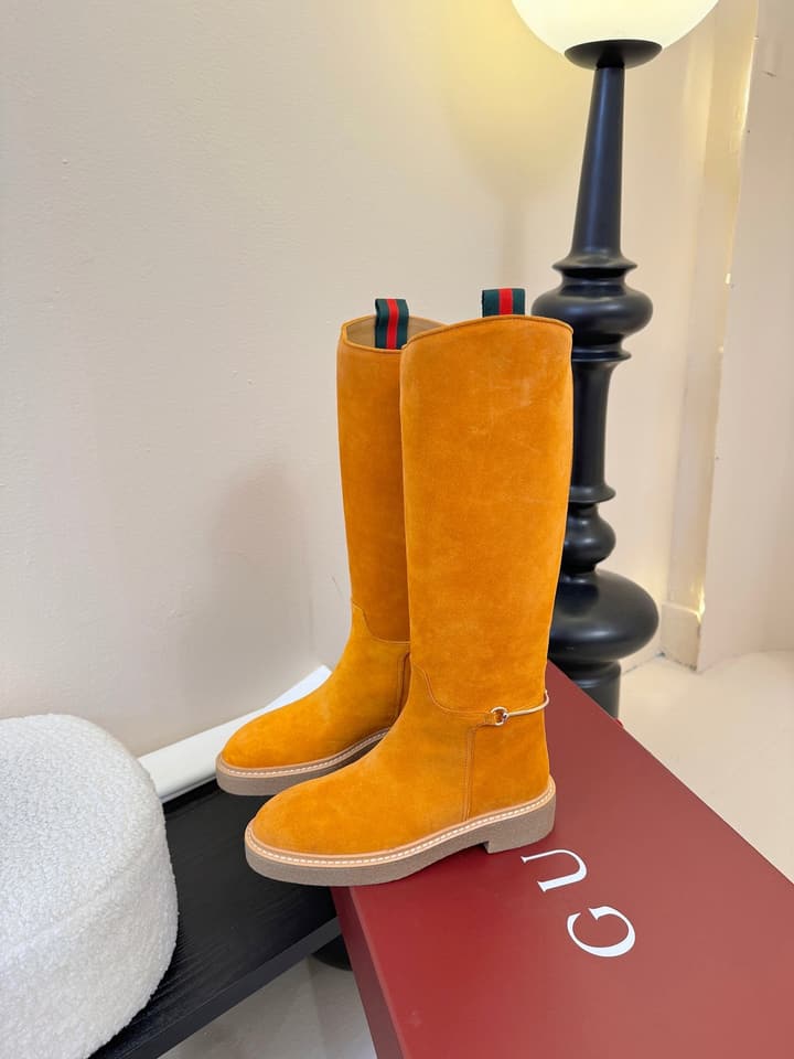 Gucci Runway Velvet Boots in Black Suede