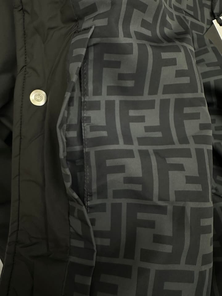 Fendi Black Collar Padded Jacket in Black Padded Jacket