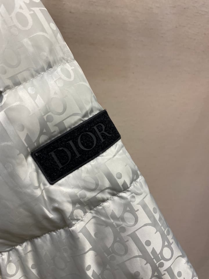 Dior Jacquard Logo Unisex Down Puffer Jacket in Dark Gray Jacquard