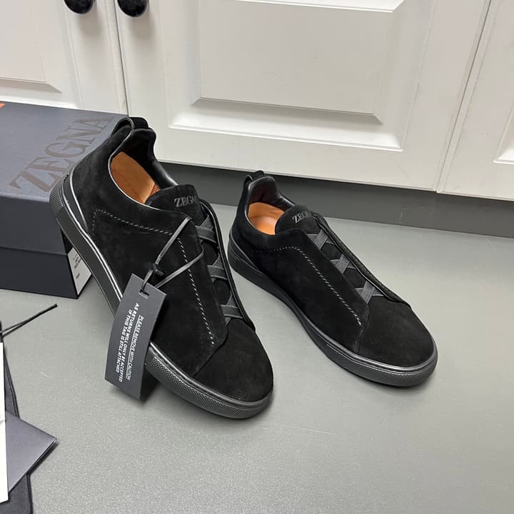 Zegna Triple Stitch Suede Low-Top Sneakers