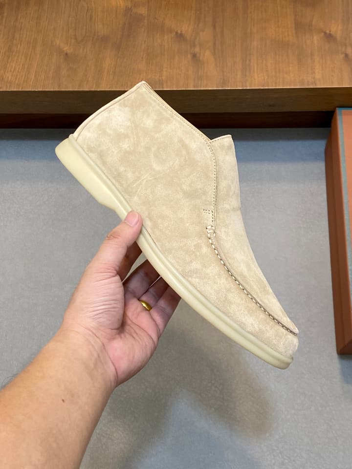 Loro Piana Suede Leather Slip-On Loafers in Camel Tan Suede