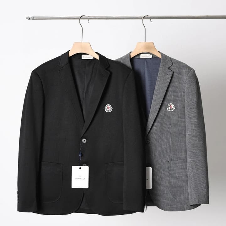 Moncler Houndstooth Lightweight Two-Button Blazer – Autumn New Collection in Black