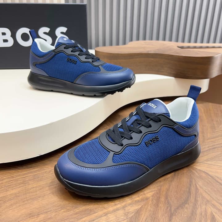 Boss Men's Knit and Leather Sneakers