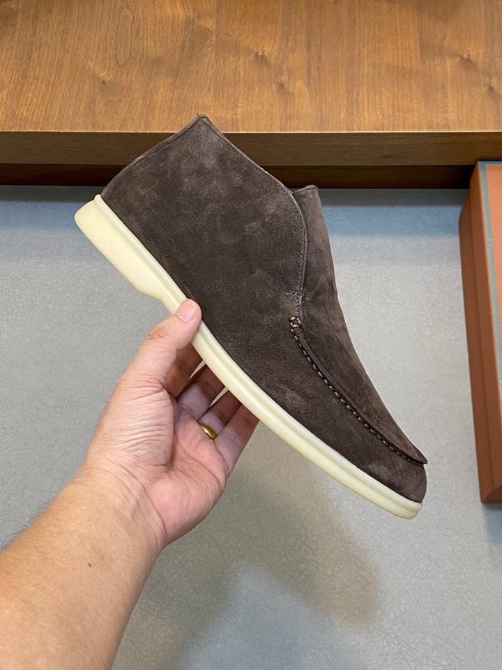 Loro Piana Suede Leather Slip-On Loafers in Camel Tan Suede