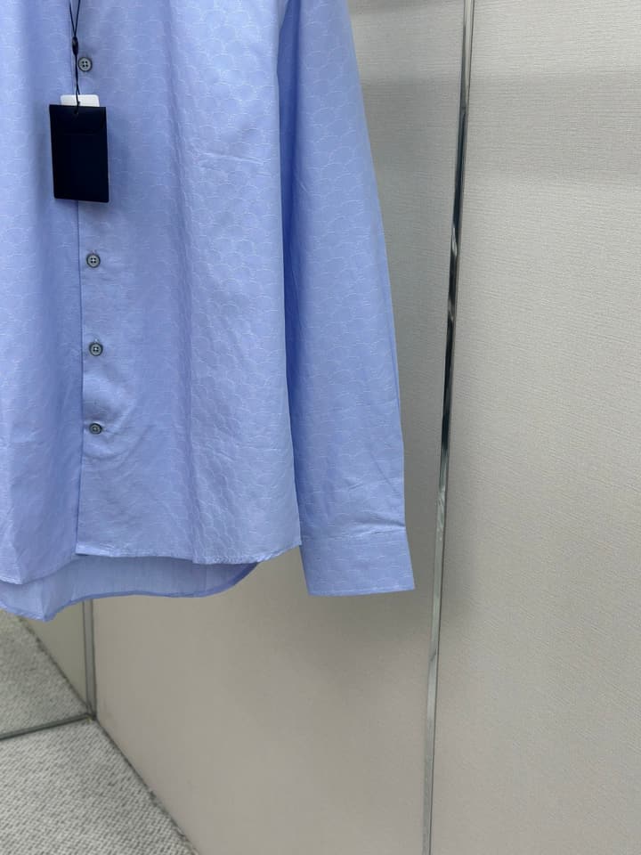Louis Vuitton Jacquard Long-Sleeve Shirt in Light Blue Jacquard