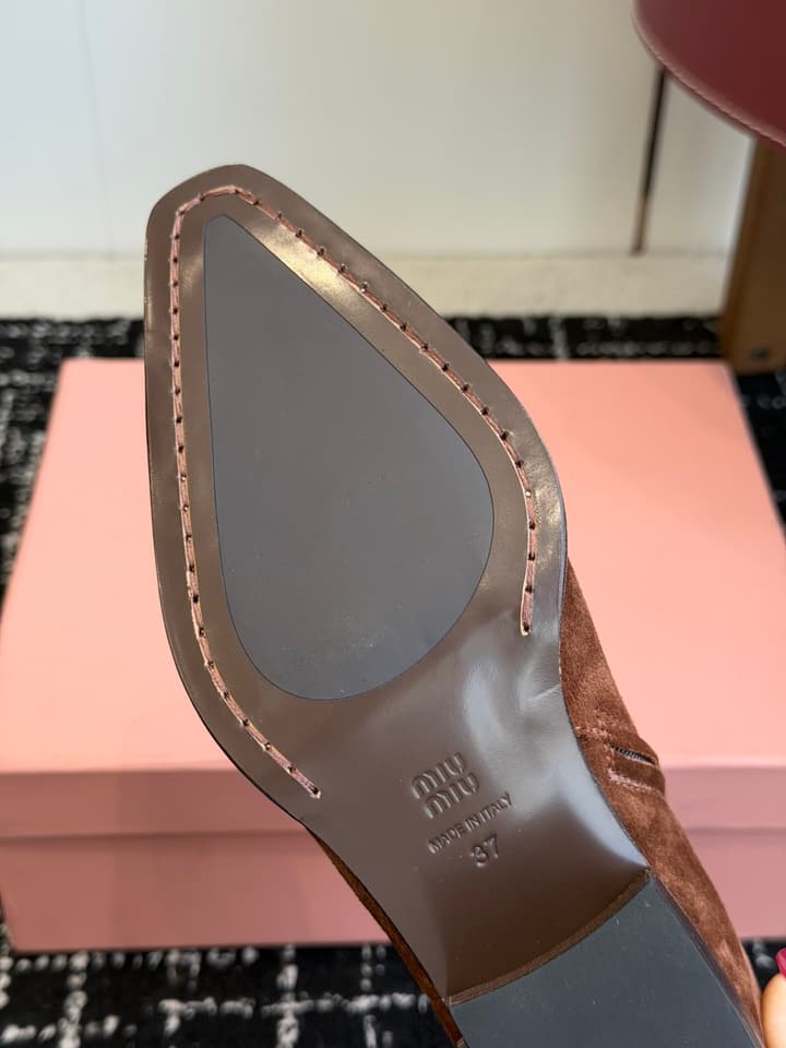 Miu Miu Distressed Leather Cowboy Biker Boots – 2026SS