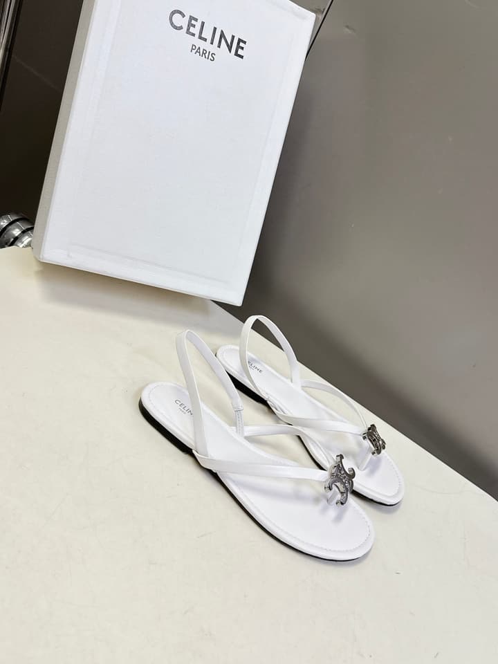 Celine Triomphe Metal Buckle Thong Sandals – Spring/Summer Collection – 2026SS in Black