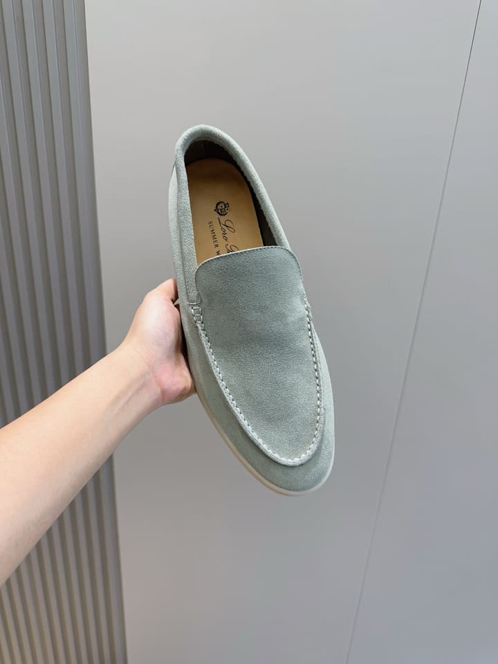 Loro Piana Italian Handmade Suede Loafers in Camel Brown Suede