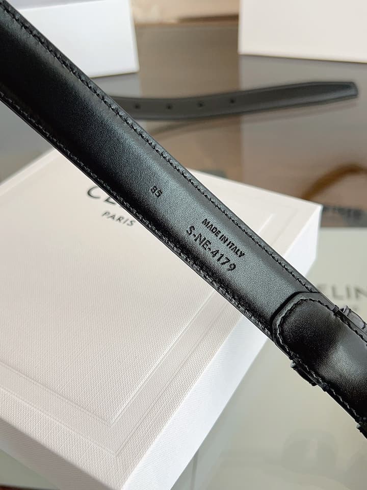 Celine Vivienne Taurillon 25mm Belt in Black Taurillon Leather
