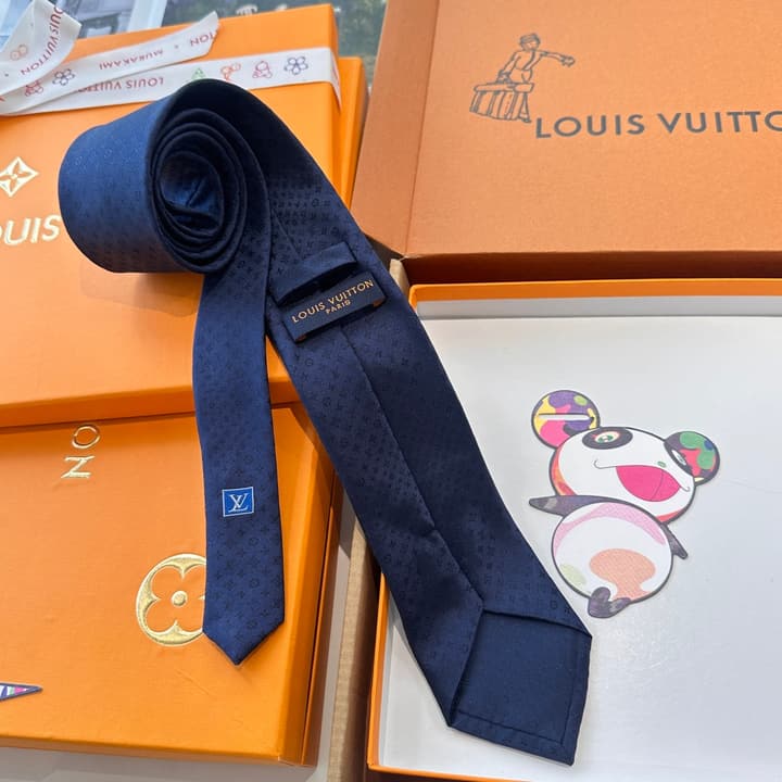 Louis Vuitton Damier Silk Tie in Charcoal Grey