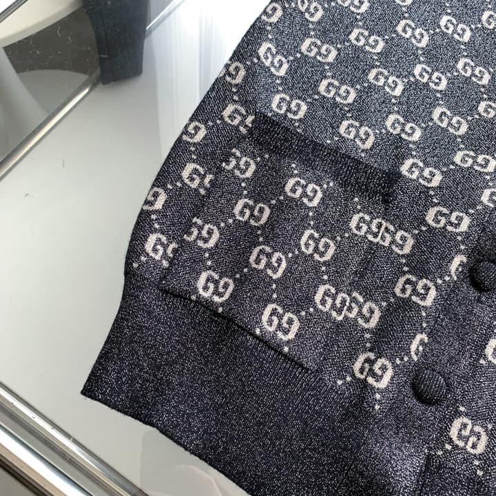 Gucci Silver Thread Jacquard Crewneck Sweater – Autumn/Winter Collection in Black