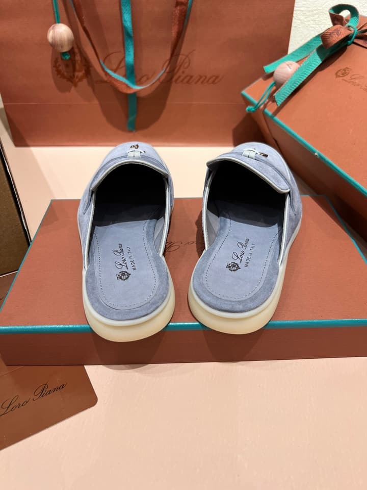 Loro Piana Women's Mules in Aqua Blue Suede