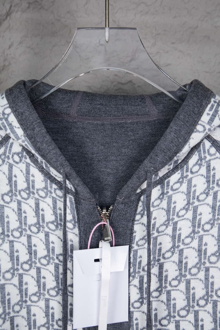 Dior CD Monogram Jacquard Cardigan – 24SS in Dark Grey