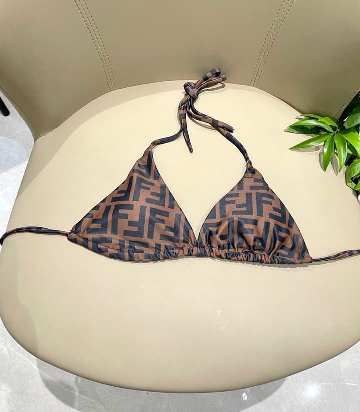 Fendi Versatile One-Piece Bikini Swimsuit in Brown Ff Logo Bikini