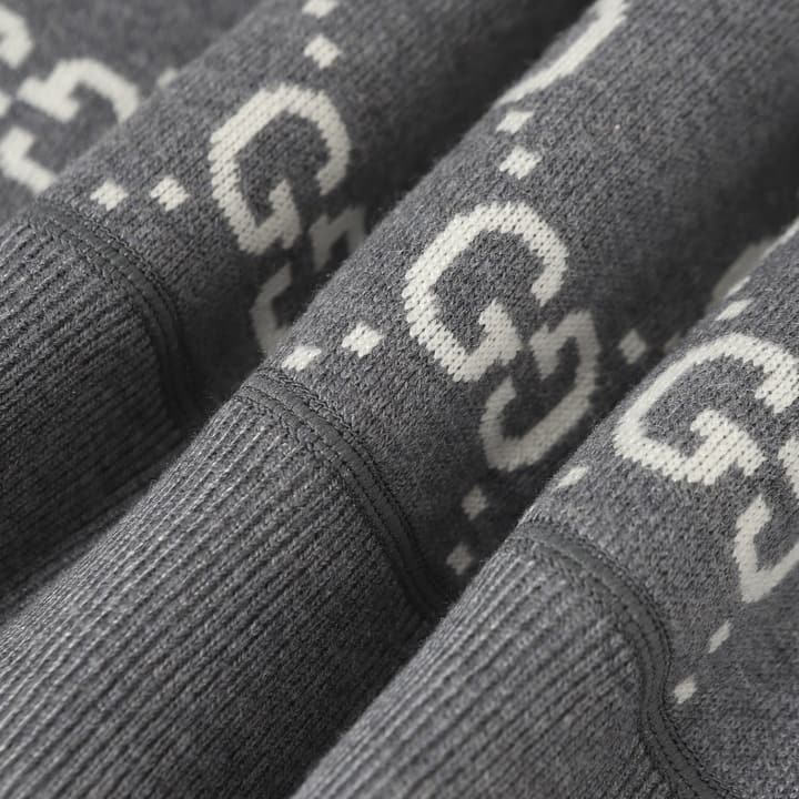 Gucci Reversible GG Cashmere Knit Jacket in Solid Charcoal Grey