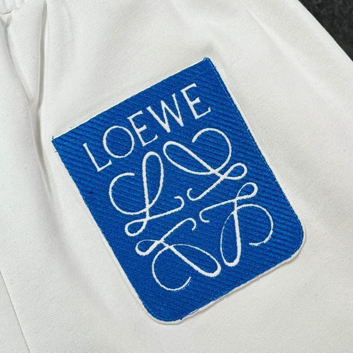 Loewe Classic Element Embroidered Shorts in Black With Blue Anagram Logo