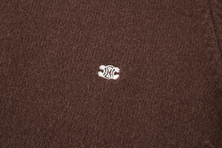 Celine Triomphe Embroidered Knit Sweater in Black