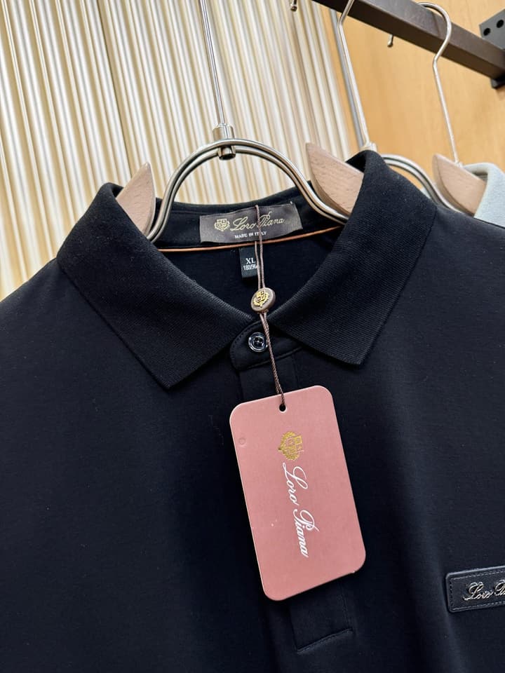 Loro Piana Solid Long Sleeve Polo Shirt – Autumn/Winter Collection in Black