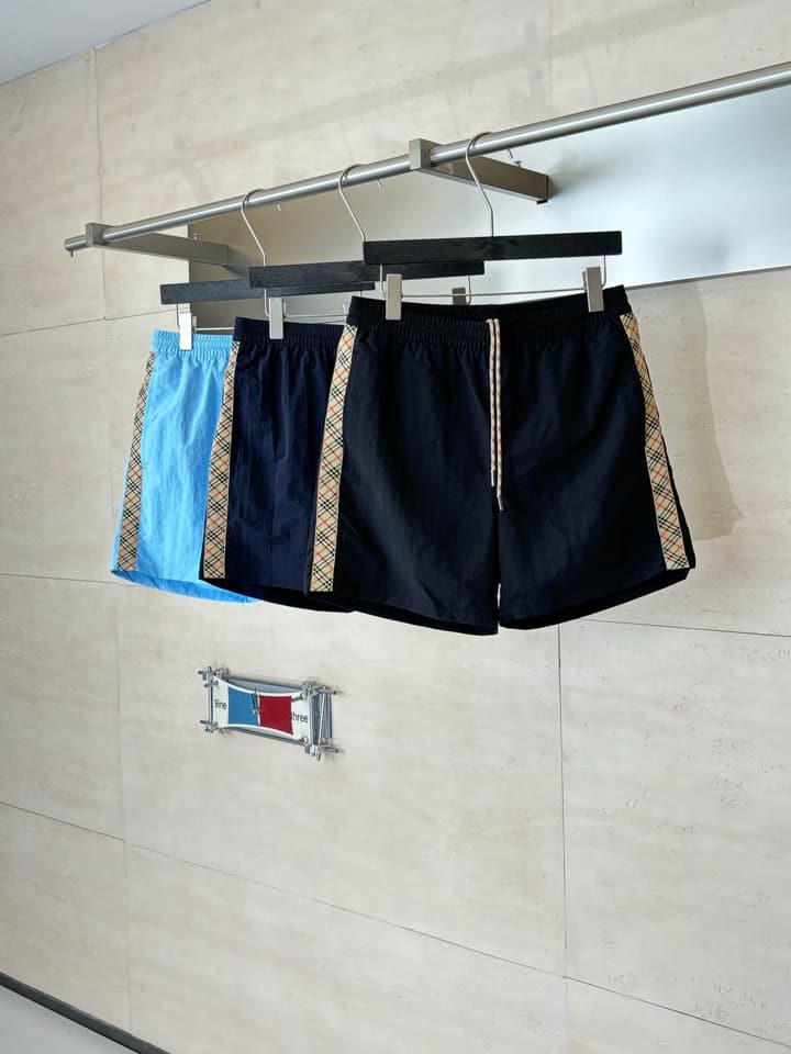 Burberry Nylon Side Check Drawstring Shorts in Black